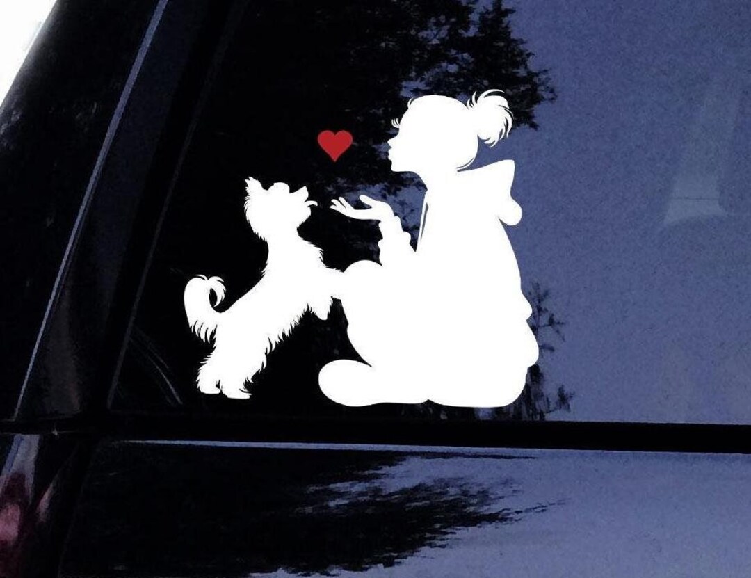 Yorkie Decal - Sitting Lady W/hoodie Loves Her Yorkie Yorkshire Terrier ...