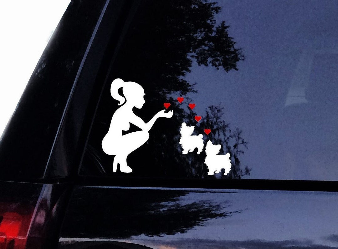 Yorkie Decal - Lady Loves Her Yorkies Yorkshire Terrier (A) - Kissing ...