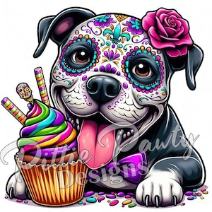 Pitbull PNG Digital Download - Cinco De Mayo Sugar Skull Pitbull - Pit bull Bully Dog - PNG Sublimation Design for Shirt and Decal Stickers