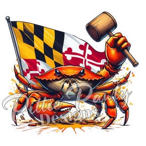 Krab PNG - digitale download - Maryland Steamed Crab PNG Mallet Splatter - PNG-sublimatieontwerp voor shirt en stickerstickers