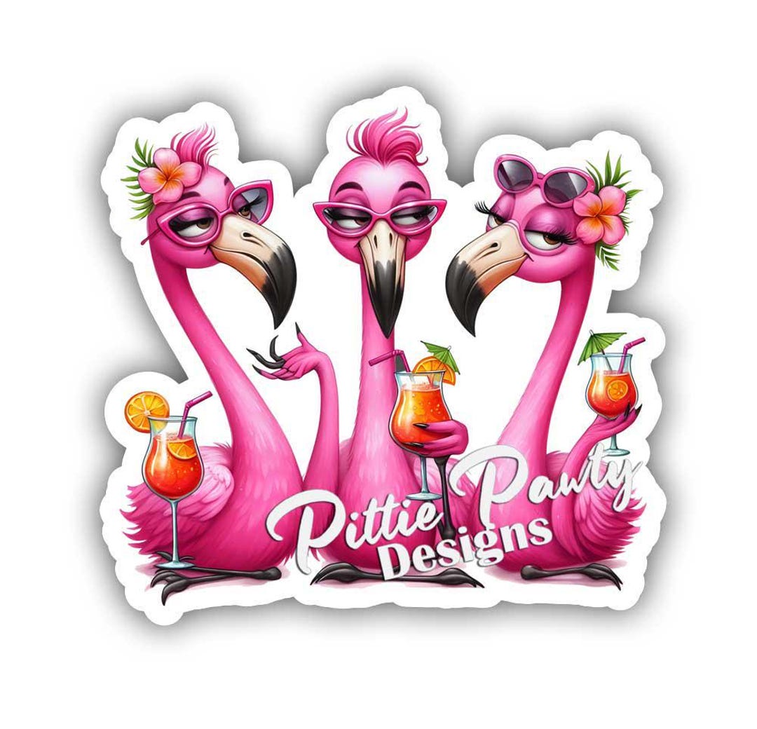 Flamingo Sticker - Pink Flamingo Ladies - Tropical Beach Sticker ...
