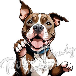 Pitbull PNG Digital Download - Tan Playful Pitbull Dog - Instant PNG Sublimation Design for Shirts and Decal Stickers