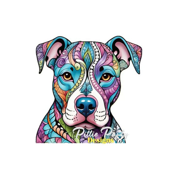 PNG Digital Download Sugar Skull Colorful Pitbull Pit Bull