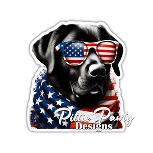 Lab Sticker - Patriotic American Flag Black Lab Dog Decal Sticker - Vinyl Car Window Decal Sticker - Vibrant Colors - Peel and Stick Sticker