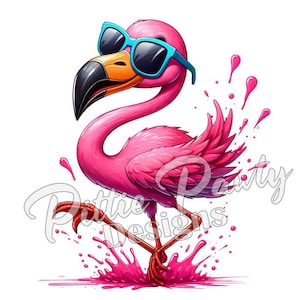 Flamingo PNG Digital Download - Sassy Flamingo Splash - Tropical Beach Girl - PNG Sublimation Design for Shirt and Decal Stickers