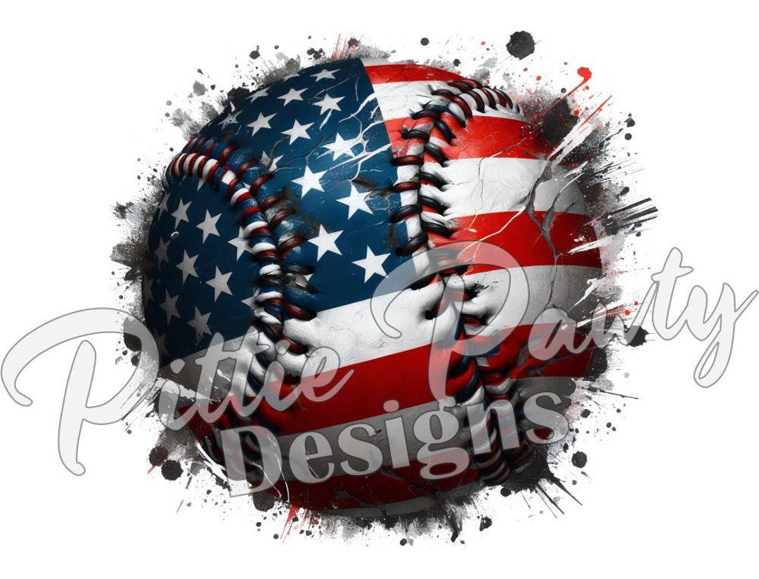 Baseball PNG Digital Download - American Flag Baseball Splatter - PNG ...