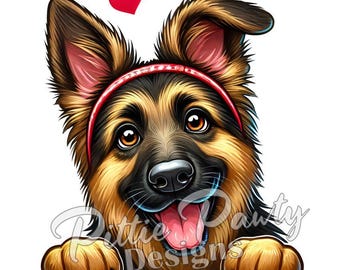 German Shepherd PNG Digital Download - Peeking German Shepherd png -  Dog Mom PNG Sublimation Design for Shirt and Decal Stickers