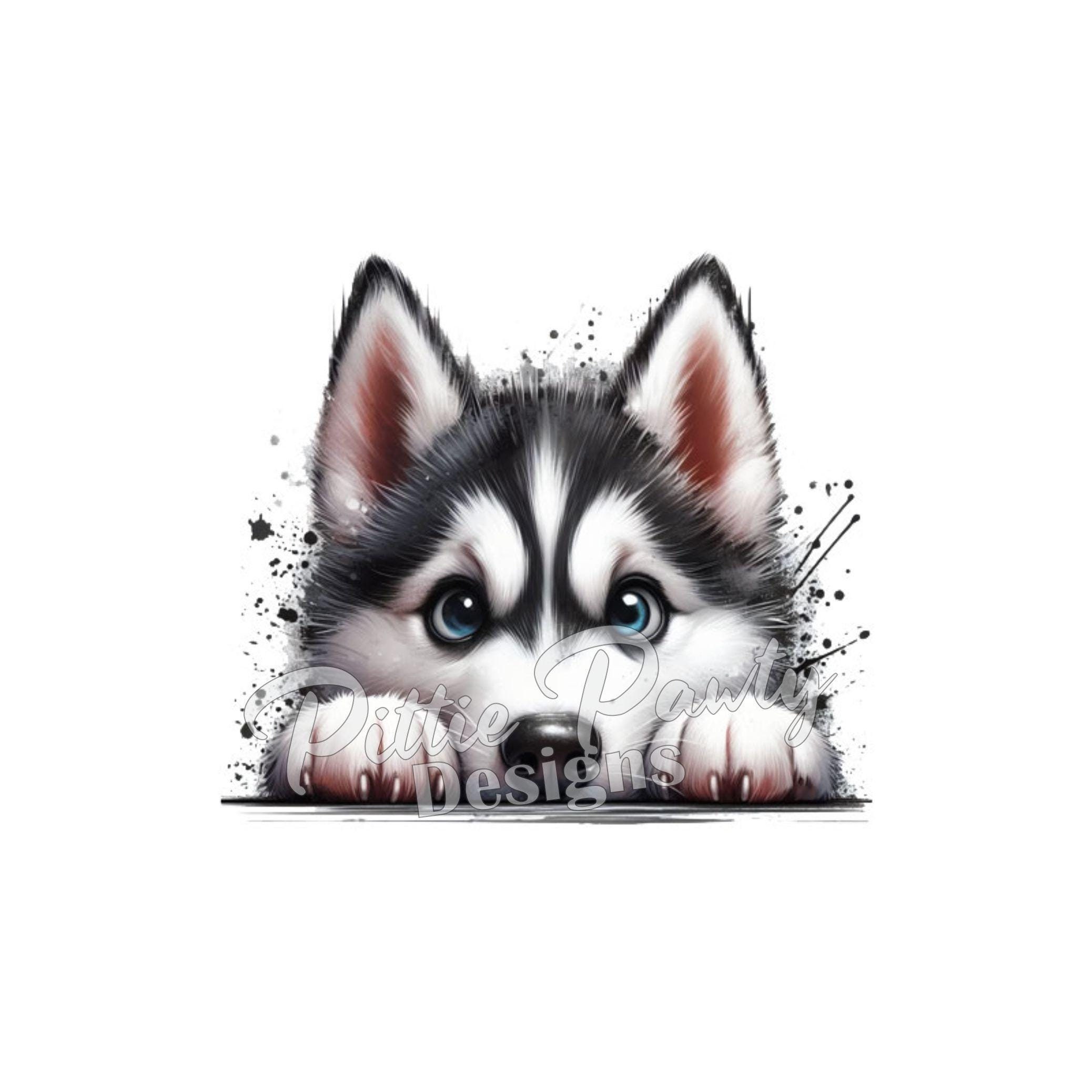 Husky PNG Digital Download - Peeking Husky Dog Splatter - Siberian