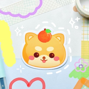 Shiba Orange Sticker | Shiba Inu Sticker - Kawaii Laptop Decal - Kawaii puppy Sticker - Hydroflask - Dog Sticker - Dog Lover Sticker