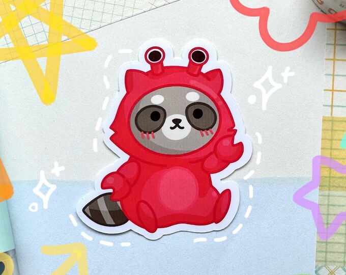 Crab Raccoon Sticker Kawaii Laptop Decal Raccoon Die Cut Sticker ...