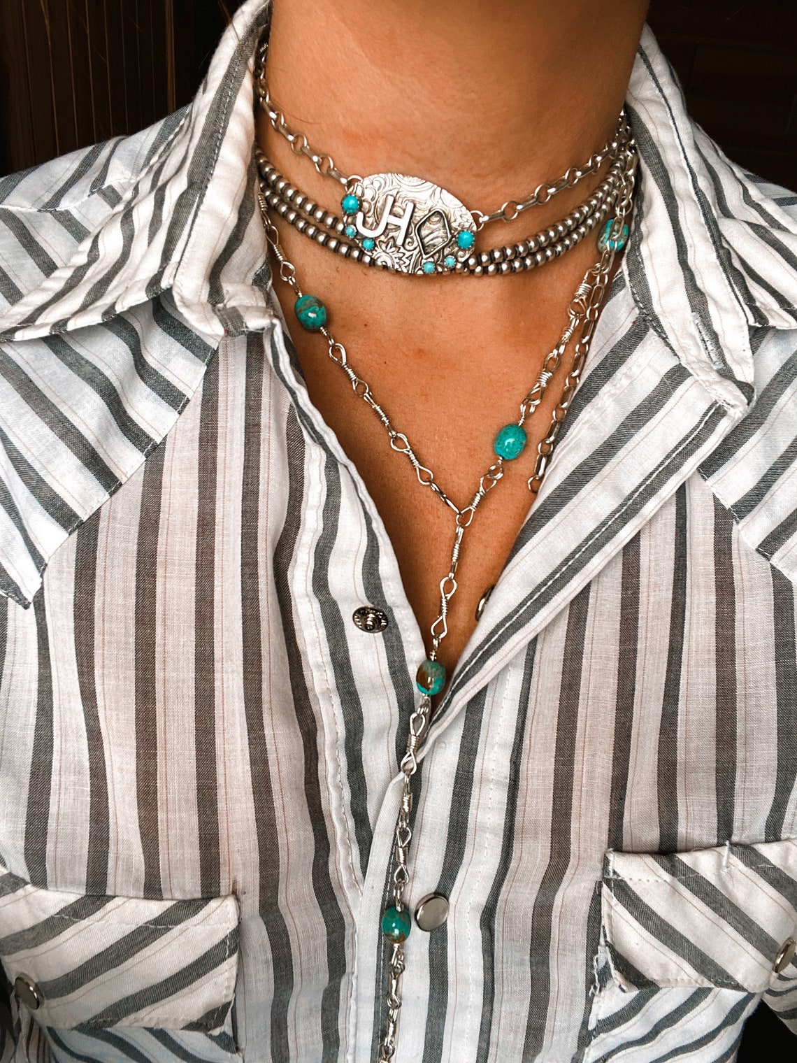 Cow Camp Style Rein Chain Necklace Made With Sterling Silver Etsy