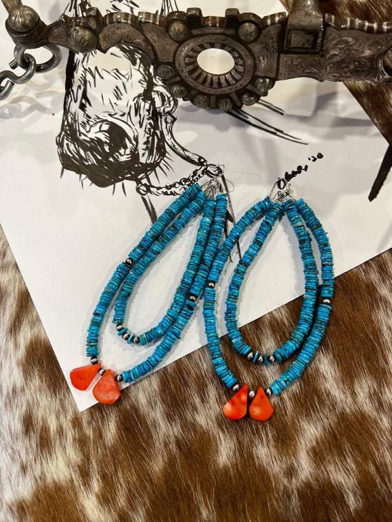 The buffalo Woman Jacla Style Earrings Turquoise Earrings Navajo