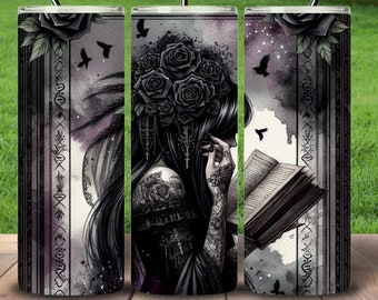 Book Tumbler Wrap Png, Book Lover png, Reader Tumbler PNG, Romantasy Reader Sublimation Instant Download, Dark Romance Tumbler Design