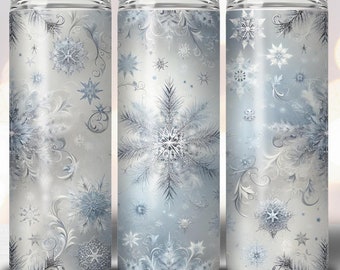 Snowflake Tumbler Wrap Winter Tumbler PNG, Tumbler Sublimation Design, Instant Download, Pretty Tumbler PNG,  Christmas Tumbler Wrap PNG