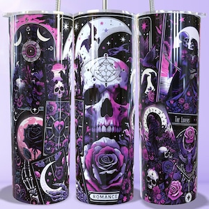 Gothic Tarot Karten Tumbler Wrap, dunkle Romantik Tarot Karte, Bookish 20 Unzen gerade Tumbler Wrap Sofortiger Download PNG, Geschenke für Freunde