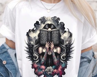 Book Lover Shirt PNG Design, Gothic Book PNG Shirt Sublimation Design Instant Download PNG, Morally Grey Book Club png, Romance Reader Png