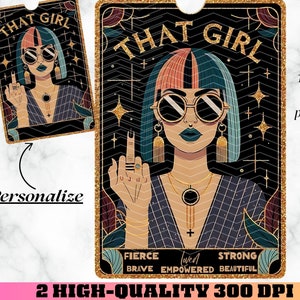 Esa chica PNG, Carta de tarot inspiradora PNG, Malo PNG personalizable, Carta de tarot "Ella soy yo", Diseño PNG de sublimación personalizado, Jefa de piso