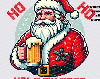 Hold My Beer Santa SVG Christmas Sublimation Design Instant Download PNG, Funny Shirt Png, Xmas  Tshirt Design SVG Clipart Shirt