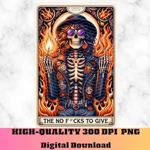 Carte de tarot PNG, humour drôle de carte de tarot, conception de sublimation de squelette, chemise de carte de tarot PNG