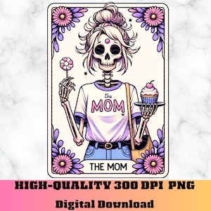 Carta de Tarô da Mãe PNG, Humor Engraçado de Carta de Tarô, Design de Sublimação de Esqueleto de Mãe, Caneca PNG