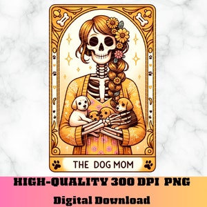 De hond moeder tarotkaart png, hondenliefhebber tarotkaart humor, skelet hond sublimatieontwerp, mok png