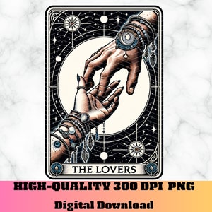 The Lovers Tarot Card png, tarotshirt png. Hemelse tarotkaart, tarotkaartspel png-sublimatie, verliefde koppels cadeau png, de liefhebbers kunst