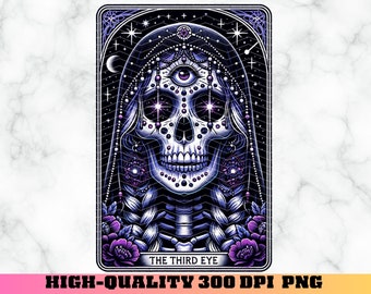 The Third Eye Tarot Card PNG, Celestial Tarot Card Humor, Mystical Skeleton Sublimation Design, Witchy Tarot Card PNG