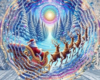 Santa's Sleigh Wind Spinner PNG, Reindeer Winter Garden Decor,  Christmas decor, Xmas Sublimation Template, Winter Wind Spinner PNG