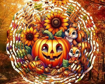 Carved Pumpkin Wind Spinner PNG File Design, Sunflowers Fall Garden Decor,  Halloween decor, Pumpkin Sublimation Template, Autumn Harvest