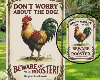 Garden Flag Sublimation Design,Chicken Coop Funny Rooster Garden Flag, 12x18 Welcome Flag, Banner Digital Design PNG, Beware Of Rooster