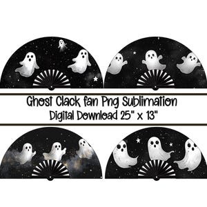 Ghost Clack Fan PNG Bundle |  Spooky Season Sublimation Fan, Halloween Clack Fan Template Sublimation, Folding Hand Fan Party Favor