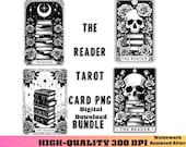 The Reader Tarot Cards PNG, Skeleton Tarot png, Bookish png, Book Lover Cards Bundle, Reader Digital Stickers, Book Lover PNG, Romantasy Png