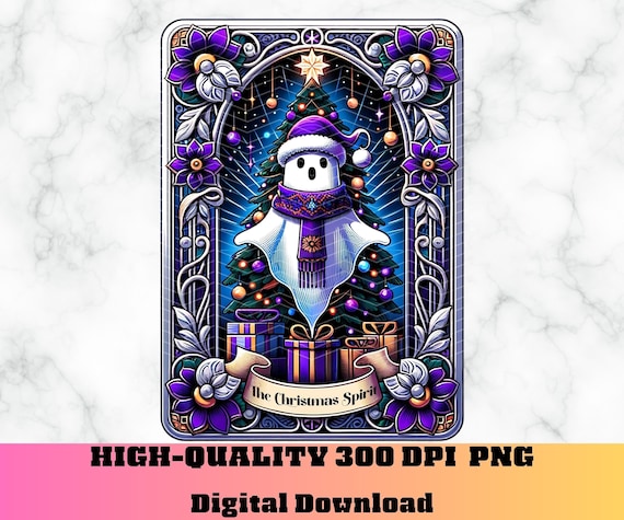Christmas Spirit Tarot Card PNG, Ghost Tarot Card Humor, Christmas Sublimation Design, Witchy Tarot Card PNG