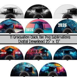 Graduation Clack Fan PNG Bundle | Graduate PnG Fans, Graduation 2025 Clack Fan Template Sublimation, Folding Hand Fan Party Favor Download