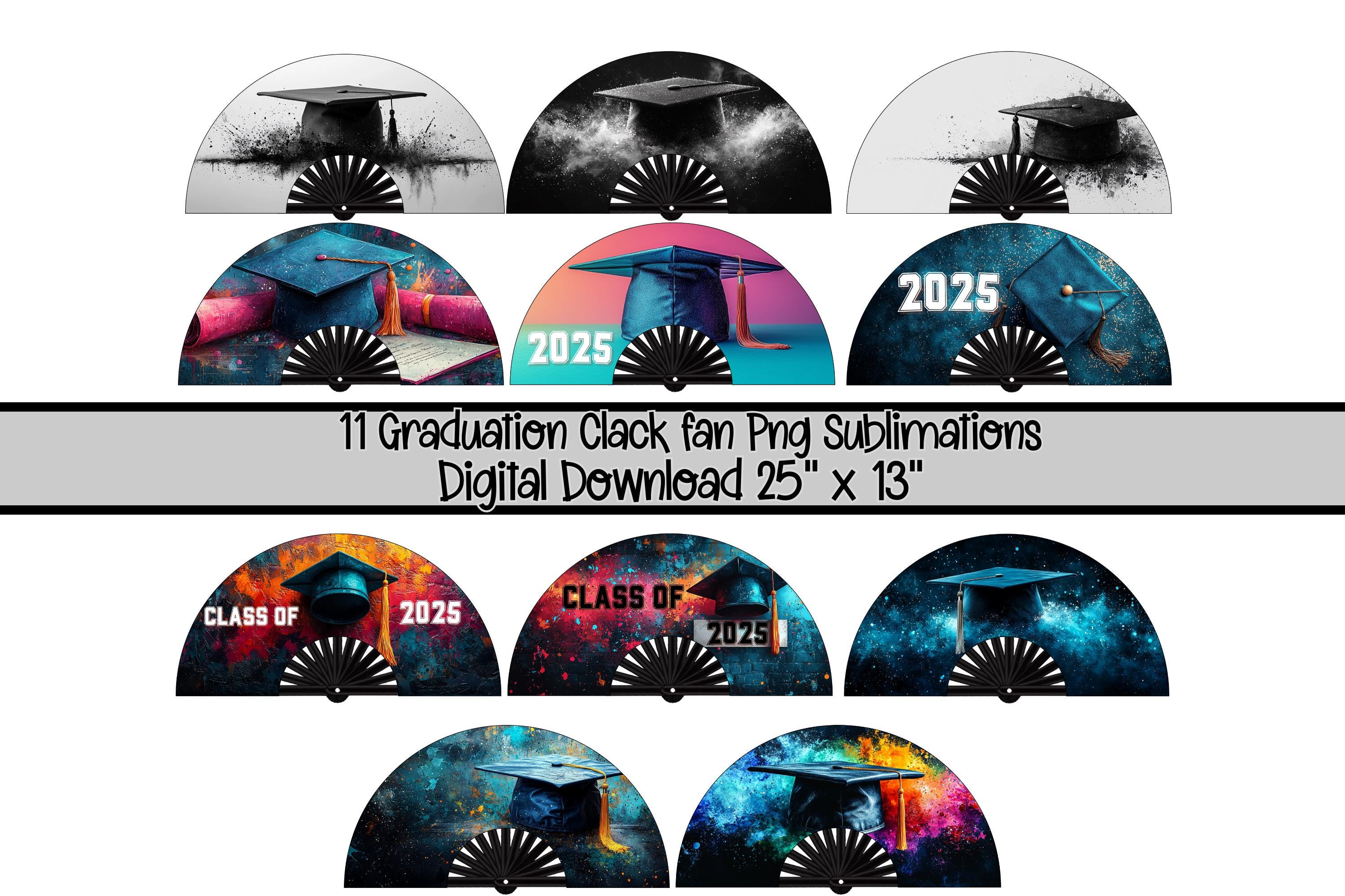 Graduation Clack Fan PNG Bundle | Graduate PnG Fans, Graduation 2025 Clack Fan Template Sublimation, Folding Hand Fan Party Favor Download