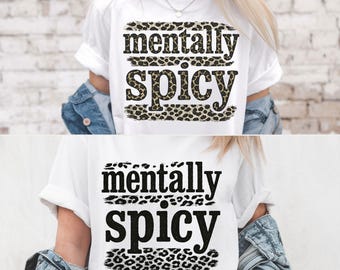 Geestelijk pittige png, grappige sublimatie geestelijke gezondheid, sarcastisch citaat, retro penseelstreek, shirt sassy humor, cheetah-print, luipaardprint