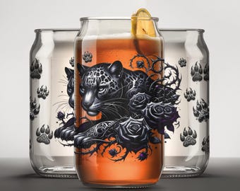 Leopard Glass Can Wrap PNG,  16oz Libbey Glass Jar Tumbler Sublimation Design PNG, Instant Download, Animal Print Tumbler , Wild animal wrap