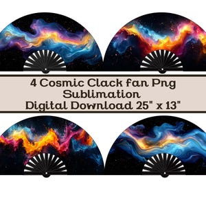 Ensemble PNG pour éventails Rave Clack |  Éventail pour sublimation galaxie, sublimation de modèle d'éventail cosmique clac, cadeau de fête pour éventail main pliable, festival EDM