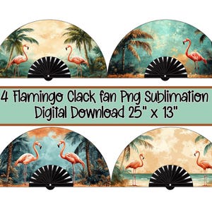 Clack Fan PNG | Flamingo Sublimation Fans, Clack Fan Template, Folding Hand Fan, Tropical Party Favors, Beach Fan, Digital Download