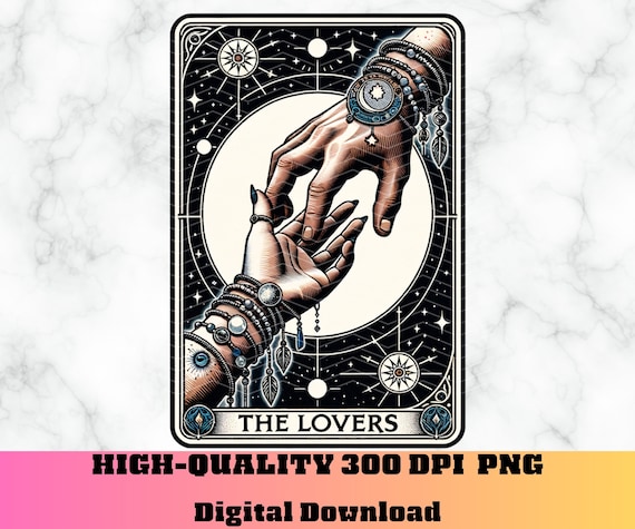 The Lovers Tarot Card PNG, Tarot Shirt PNG. Celestial Tarot Card, Tarot Card Deck PNG Sublimation, In love Couples Gift Png, The lovers Art