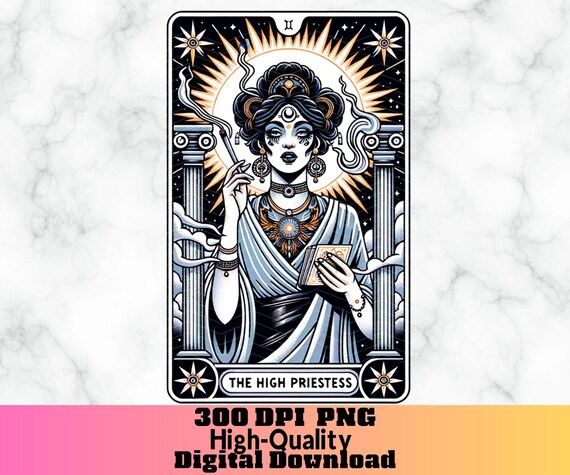 The High Priestess Tarot Card PNG, Priestess Pot Smoker Celestial