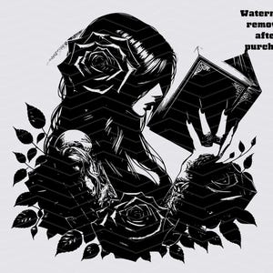 Bookish Png Lesebücher Clip Art, Gothic Romance Buch SVG, Bookish Aufkleber, Reader Shirt Sublimation Design Sofortiger Download PNG