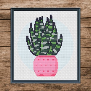 Buy 1 Get 1 Free Hahnii and Calathea Cross Stitch Patterns, Ornamental plant, Floral, pink, Nature Digital xStitch, Instant pdf, Flower