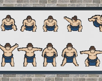 Sumo Wrestler Cross Stitch Pattern: Japanese Martial Arts (Digital Download)