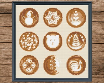 Latte Art & Fox Cross Stitch Pattern: Buy 1 Get 1 Free (Digital Download PDF)