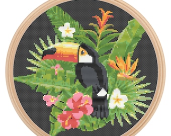 Modèle de point de croix toucan
