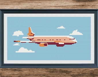 Boeing Airplane Cross Stitch Pattern: Vehicle Embroidery (PDF Download)