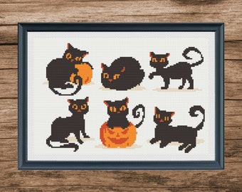 Black Cats and Animals Cross Stitch Pattern (Digital Download)