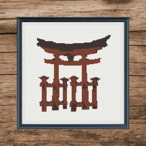Torii Cross Stitch pattern, Red Gate, Japanese, Cross stitch Digital pattern, Counted Cross stitch, Adult Cross stitch