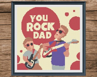 Modèle de point de croix pour la fête des pères : papa, papa, musique cadeau (téléchargement instantané)